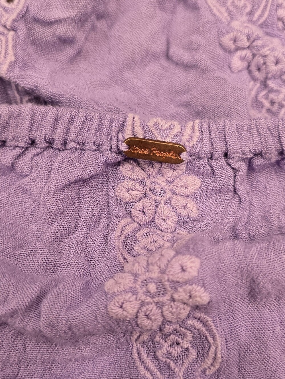 Free People Kiss Kiss Oversized Embroidered Tunic purple PTP 21" - Picture 5 of 6